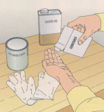 a sprinkling of starch stops gloves from sticking